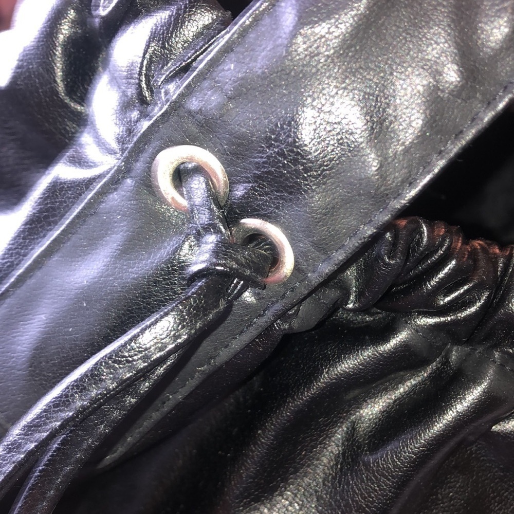 Huge Black Vinyl Boho Handbag With Magnetic Closure - Picture 4 of 7